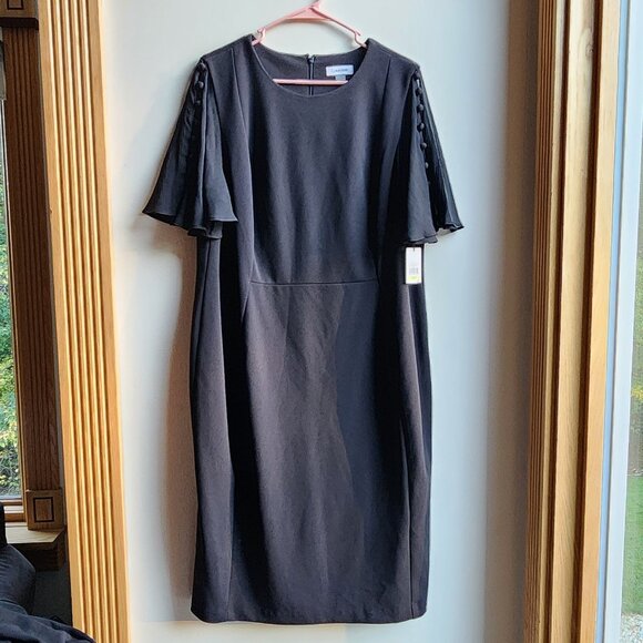 NWT Calvin Klein Black Flutter Sleeve Sheath Dress Size 18W - Picture 6 of 16